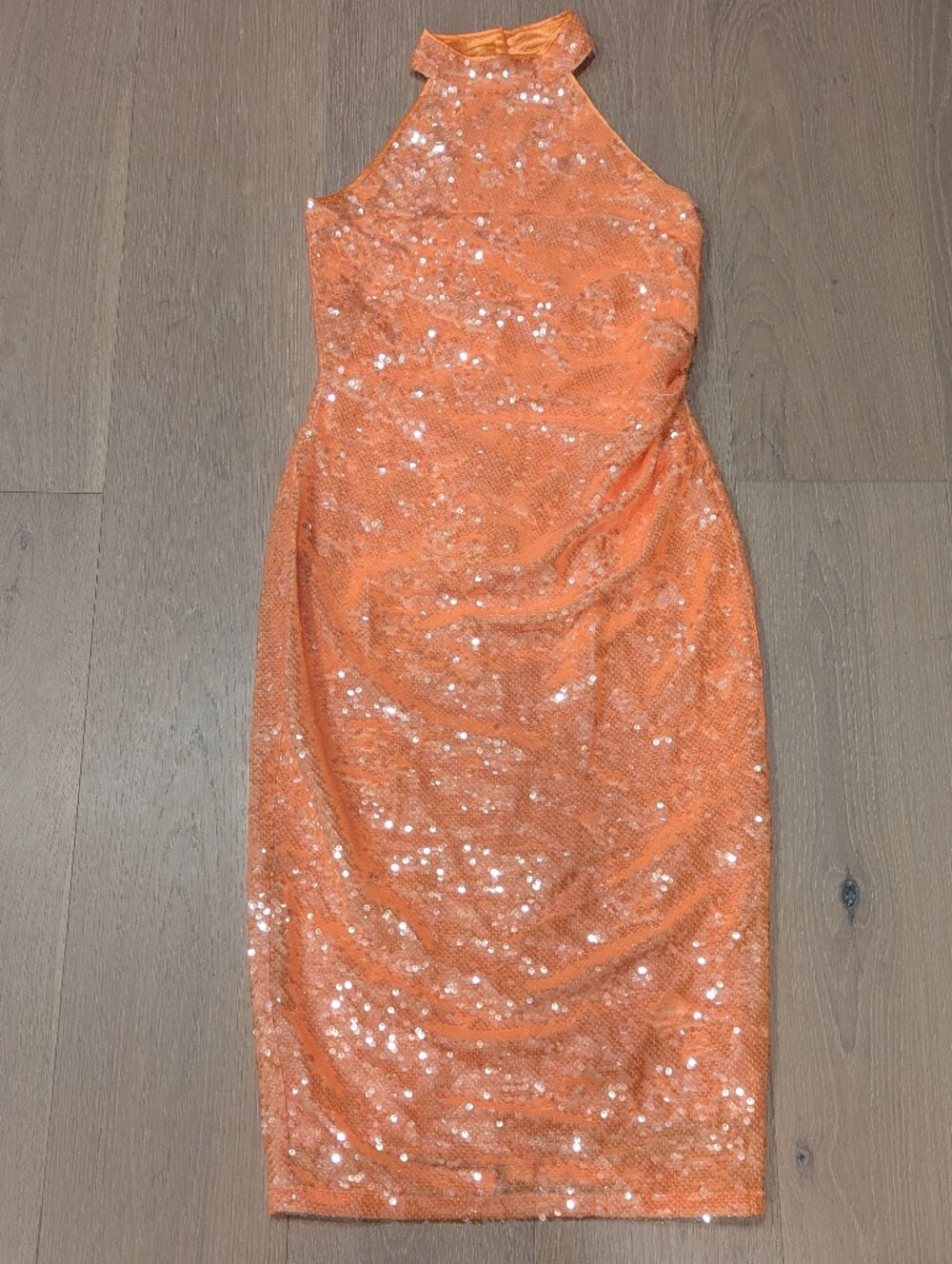 Caroline Constas Orange Sequin Dress